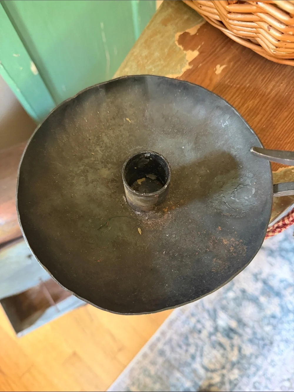 Vtg Primitive Forged Iron Heavy Duty Candle Holder and Snuffer